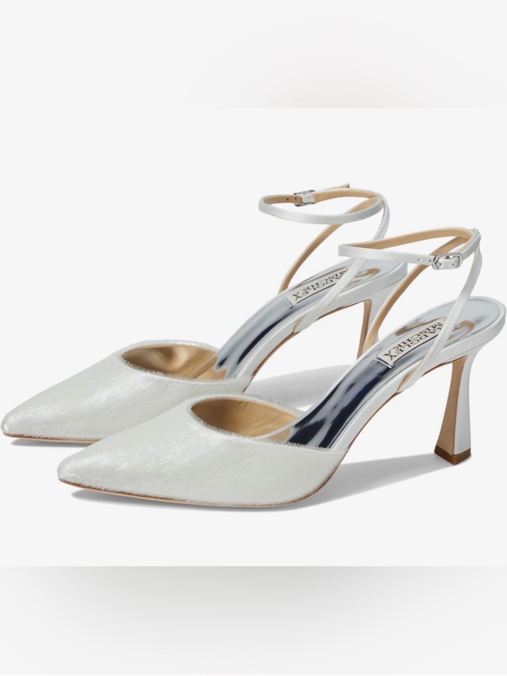 Badgley Mischka Wedding Ivory Pointed-Toe Ankle-Strap Heels